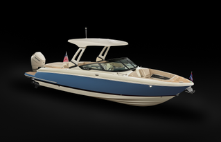 Sportster 28 Outboard Hero Elevated Front Starboard Lights On